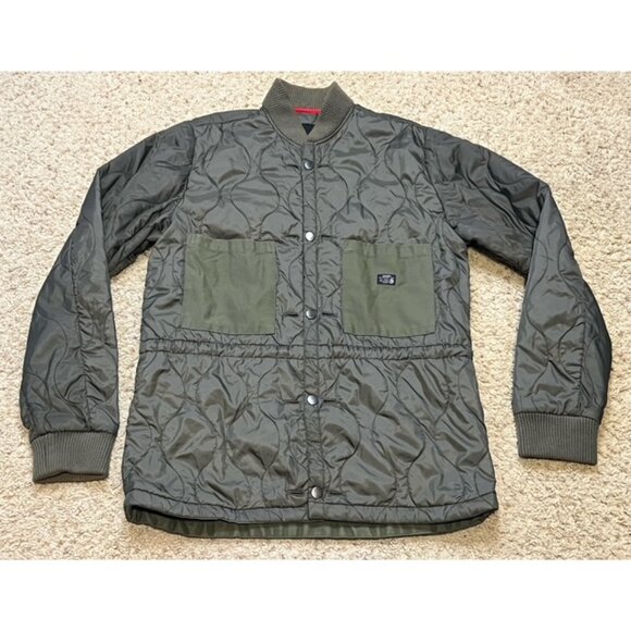 Diesel Men Olive Green Quilted Liner Bomber Snap Button Jacket Size Large L EUC - Picture 1 of 9